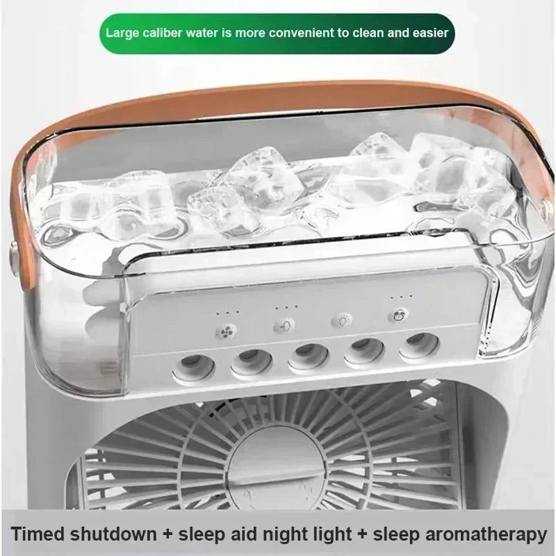 Stay Cool Anywhere: 3-in-1 Portable Air Cooler Fan with Humidifier & LED Night Light - Adjustable Wind Speed for Home & Office