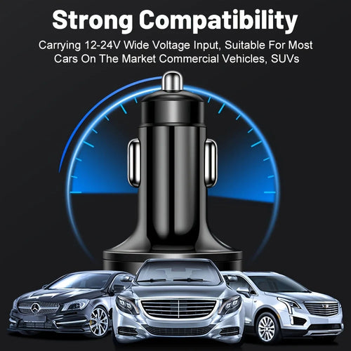 6-in-1 Fast Charging Car Adapter 3.1A Dual Type-C Digital Display Smar