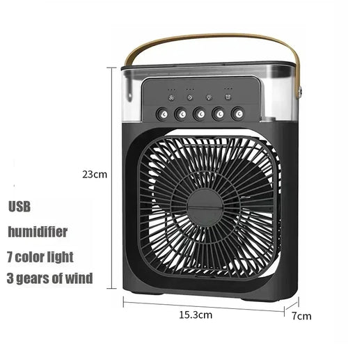 Stay Cool Anywhere: 3-in-1 Portable Air Cooler Fan with Humidifier & LED Night Light - Adjustable Wind Speed for Home & Office