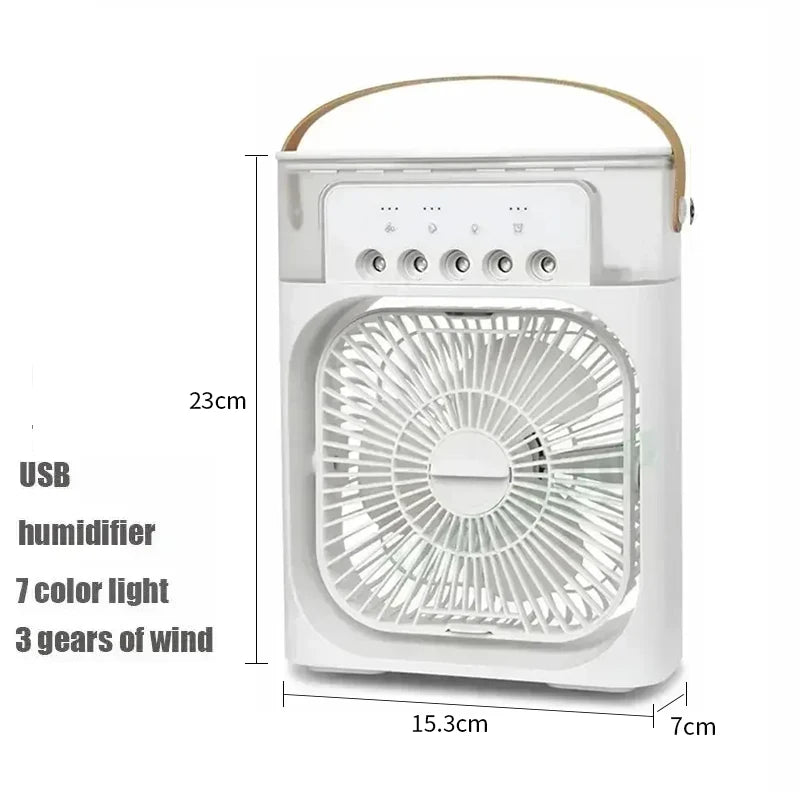 Stay Cool Anywhere: 3-in-1 Portable Air Cooler Fan with Humidifier & LED Night Light - Adjustable Wind Speed for Home & Office