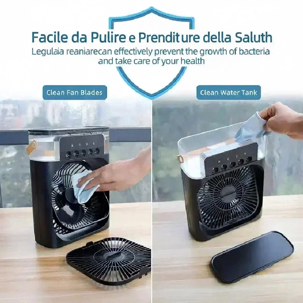 Stay Cool Anywhere: 3-in-1 Portable Air Cooler Fan with Humidifier & LED Night Light - Adjustable Wind Speed for Home & Office